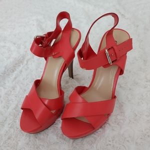Guess platform stiletto 5" coral high heels size 6 Strappy Party Spring